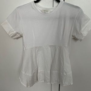 Anthropologie peplum white short sleeve top